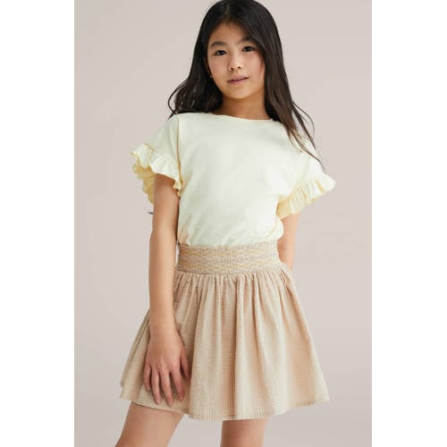 WE Fashion korte rok beige Meisjes Katoen Effen