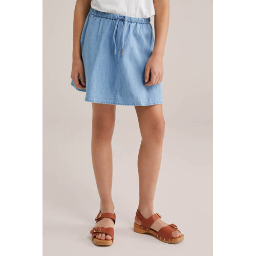WE Fashion denim spijkerrok light blue denim Blauw Effen - maat 170/176 afbeelding