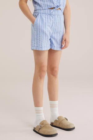 straight gestreepte casual short lichtblauw