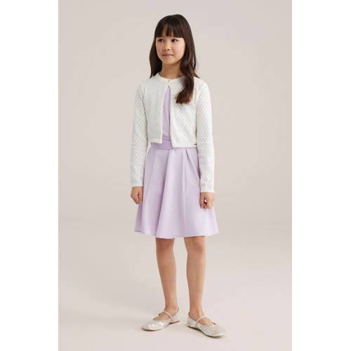WE Fashion zomerjurk lila Paars Meisjes Polyester Ronde hals Effen
