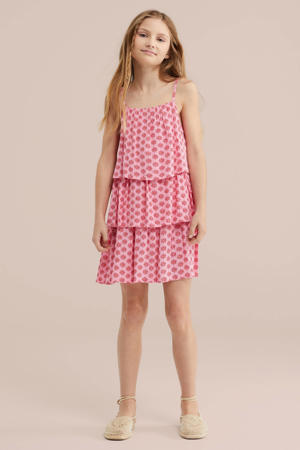 korte jurk met bloemen print roze