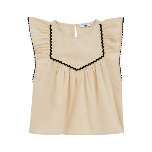 WE Fashion mouwloze top beige Meisjes Katoen Ronde hals Effen - maat 122/128 afbeelding