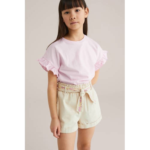 WE Fashion T-shirt lichtroze Meisjes Katoen Ronde hals Effen - maat 158/164 afbeelding