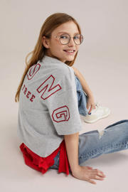 thumbnail: WE Fashion T-shirt met backprint grijs melange