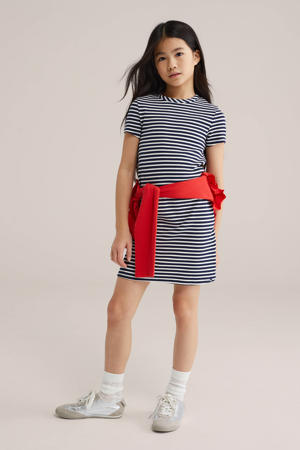gestreepte t-shirtjurk donkerblauw