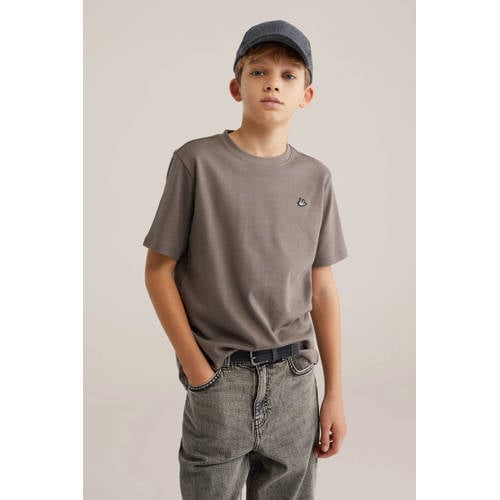 WE Fashion Blue Ridge T-shirt taupe Bruin Jongens Katoen Ronde hals Effen - maat 98/104 afbeelding