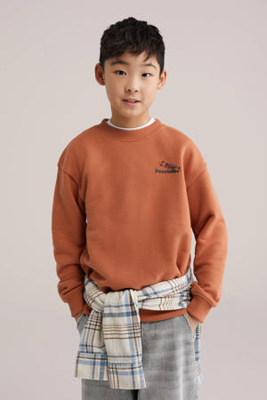 sweater met backprint roodbruin