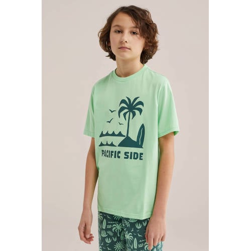 WE Fashion shortama groen Jongens Katoen Ronde hals All over print