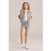 WE Fashion Blue Ridge denim straight short met zebraprint ecru
