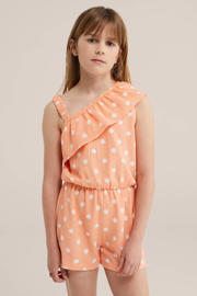 thumbnail: WE Fashion straight leg playsuit met stippen - oranje