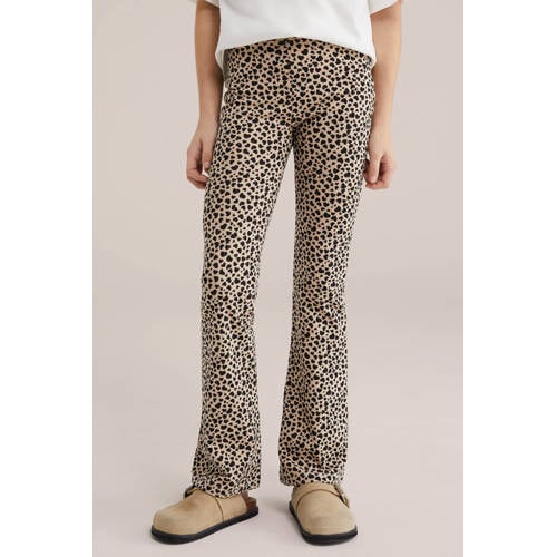 WE Fashion legging - set van 2 zwart/bruin Meisjes Katoen Dierenprint - maat 122/128 afbeelding