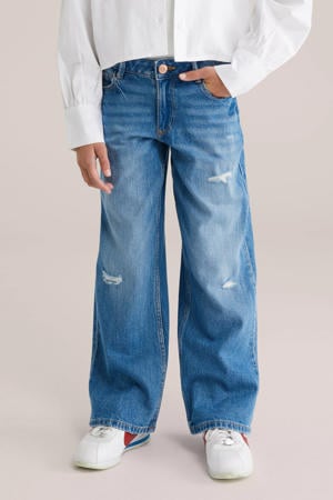 wide leg jeans medium blue denim