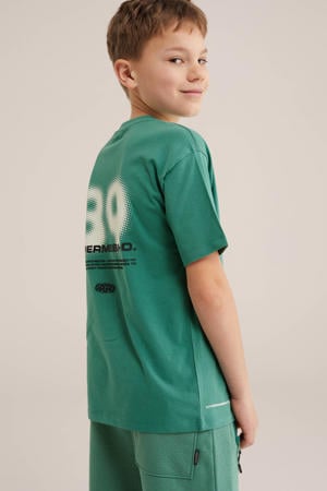 T-shirt met backprint donkergroen
