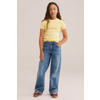 WE Fashion T-shirt rib gebreid lichtgeel