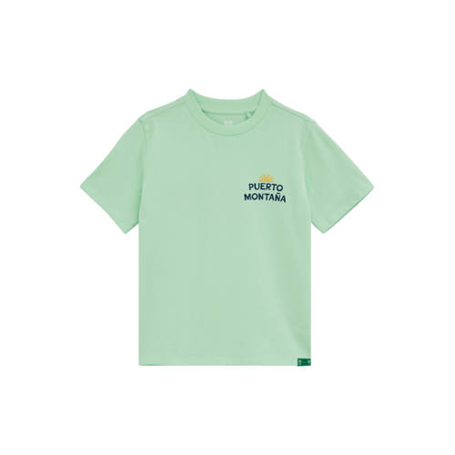 WE Fashion T-shirt met backprint lichtgeel Jongens Katoen Ronde hals Backprint - maat 170/176 afbeelding