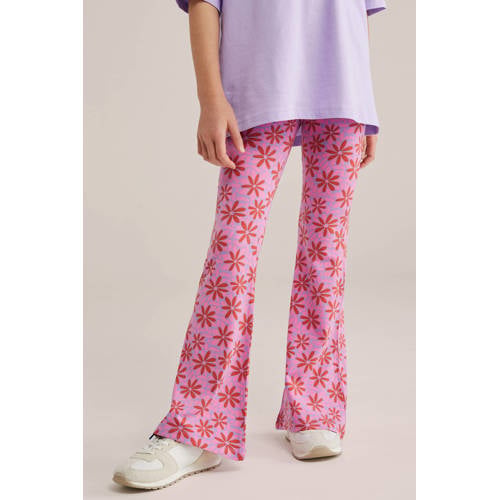WE Fashion flared legging roze Meisjes Viscose All over print - maat 104 afbeelding