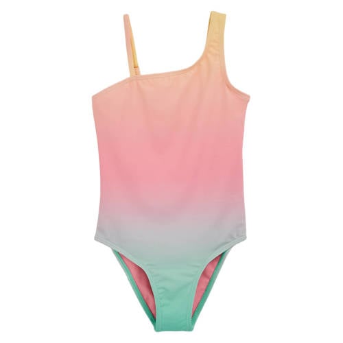 WE Fashion one shoulder bikini oranje/roze/groen Badpak Meisjes Polyester