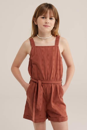 playsuit bruin met stippen