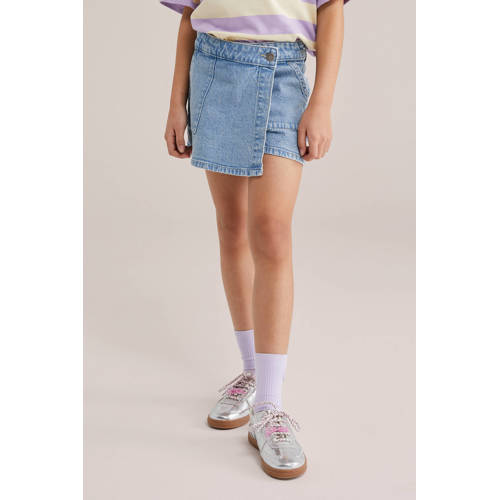 WE Fashion denim skort light blue denim Rok Blauw Effen - maat 158 afbeelding