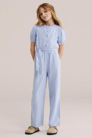 gestreepte Straight jumpsuit lichtblauw