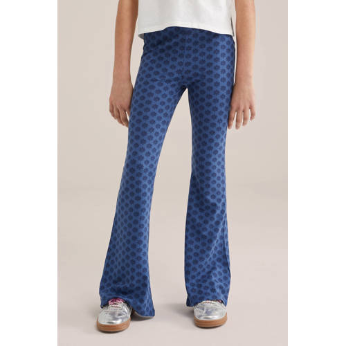 WE Fashion flared legging blauw Meisjes Viscose All over print