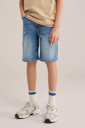 denim loose short medium blue denim