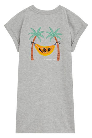 T-shirtjurk korte jurk met backprint grijs