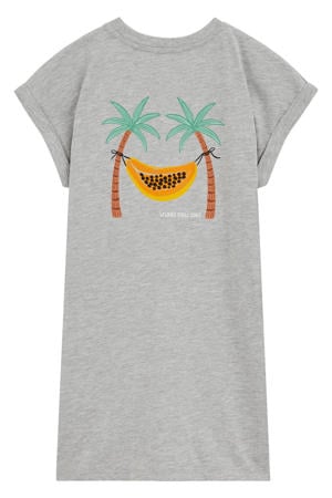 T-shirtjurk korte jurk met backprint grijs