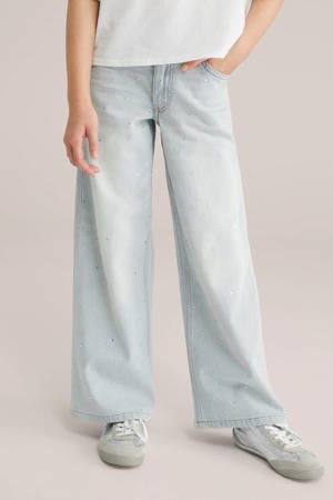 wide leg jeans light blue denim