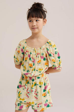 straight playsuit geel//roze/groen