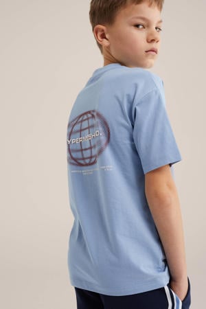 T-shirt met backprint lichtblauw