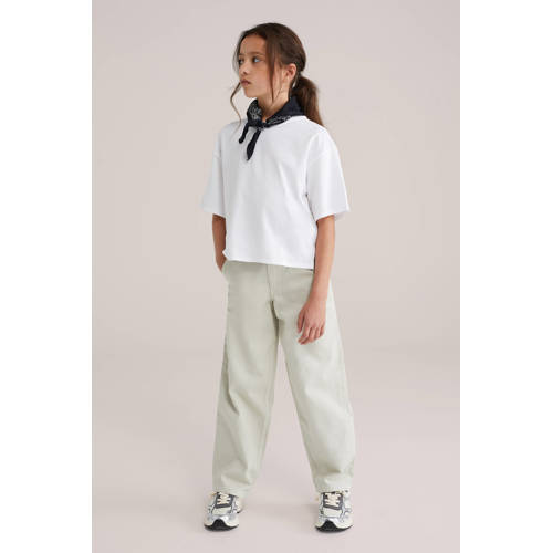 WE Fashion T-shirt wit Meisjes Katoen Ronde hals Effen - maat 98/104 afbeelding