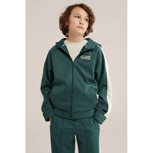 Bad Boys sweatvest donkergroen Jongens Polyester Capuchon Effen - maat 110/116 afbeelding