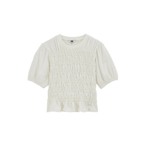 WE Fashion blousetop wit Meisjes Katoen Ronde hals Effen - maat 158/164 afbeelding