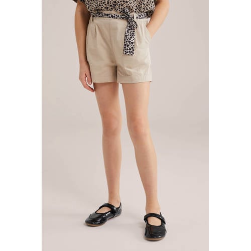 WE Fashion straight casual short beige Korte broek Meisjes Katoen Effen - maat 110/116 afbeelding
