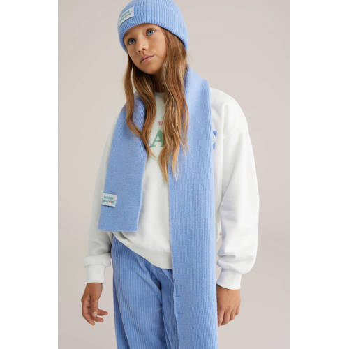 WE Fashion gebreide sjaal blauw Meisjes Acryl Effen afbeelding