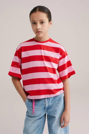 gestreepte T-shirt roze