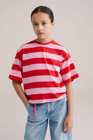 gestreepte T-shirt roze