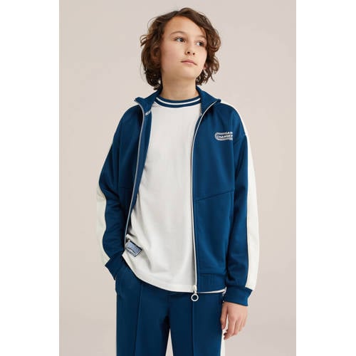 Bad Boys sweatvest donkerblauw Jongens Polyester Opstaande kraag Effen