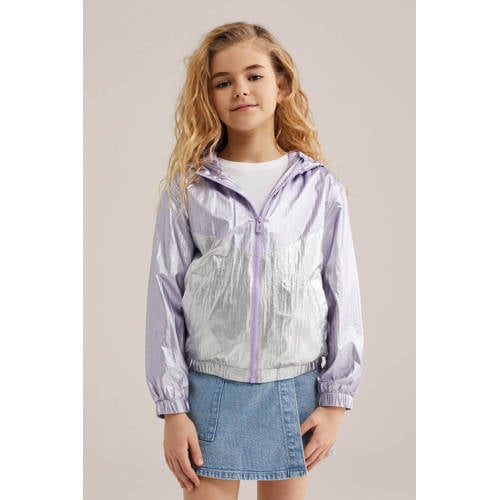 WE Fashion tussenjas lila Paars Meisjes Polyamide Capuchon Meerkleurig - maat 98/104 afbeelding