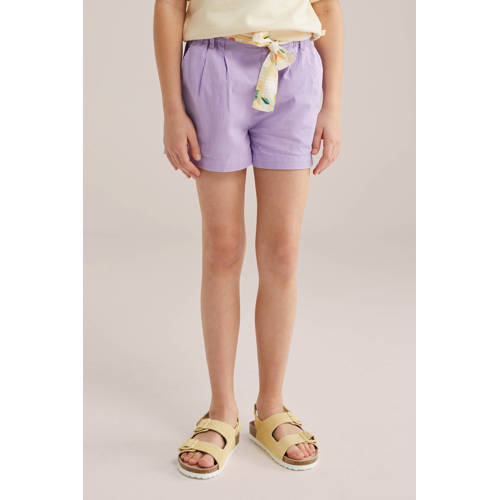 WE Fashion straight casual short lila Korte broek Paars Meisjes Katoen - maat 134/140 afbeelding