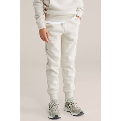 WE Fashion regular joggingbroek beige Jongens Sweat Effen