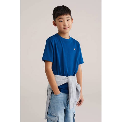 WE Fashion Blue Ridge T-shirt donkerblauw Jongens Katoen Ronde hals Effen - maat 122/128 afbeelding