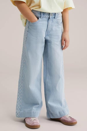 high waist wide leg jeans light blue denim