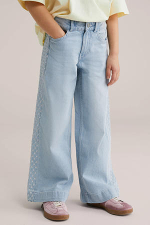 high waist wide leg jeans light blue denim