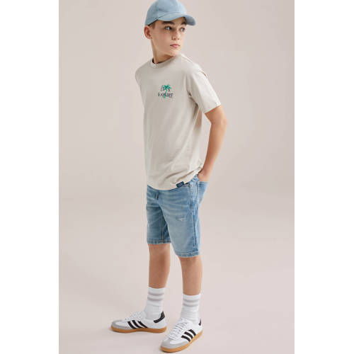 WE Fashion Blue Ridge denim short medium blue denim Korte broek Blauw Effen