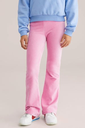fluwelen flared broek roze