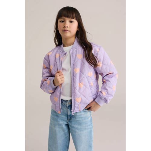 WE Fashion bomberjack lente lila Jas Paars Meisjes Polyester Ronde hals - maat 110/116 afbeelding