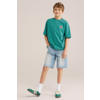 WE Fashion T-shirt groen met textuur