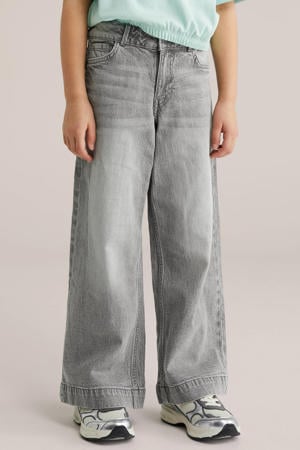 high waist wide leg jeans grey denim
